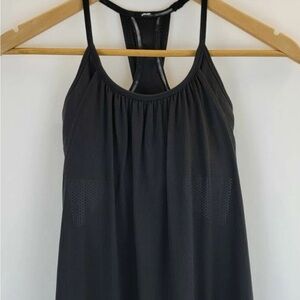 Lululemon NO LIMITS Power Y Zippy Black Tank Top Built-In Bra Size 8